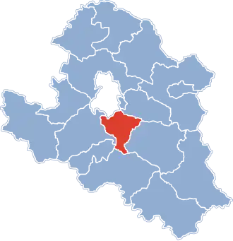 Ligging van de gemeente binnen de powiat