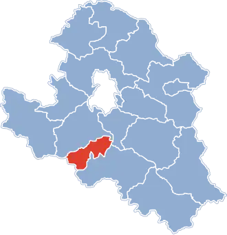 Ligging van de gemeente binnen de powiat