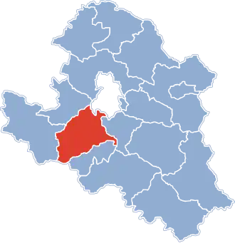 Ligging van de gemeente binnen de powiat