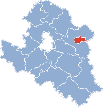 Ligging van de gemeente binnen de powiat