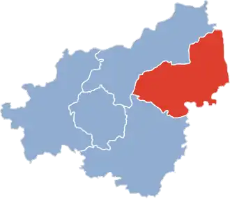 Ligging van de gemeente binnen de powiat