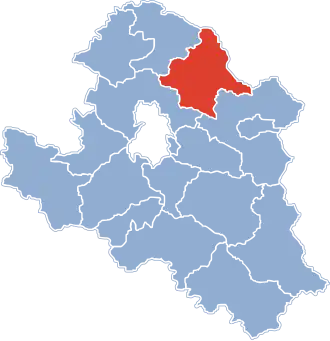 Ligging van de gemeente binnen de powiat