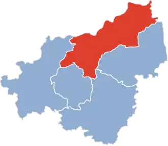 Ligging van de gemeente binnen de powiat