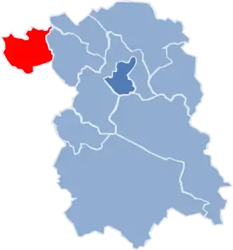 Ligging van de gemeente binnen de powiat