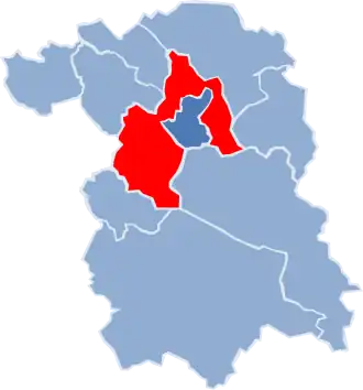 Ligging van de gemeente binnen de powiat