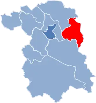 Ligging van de gemeente binnen de powiat