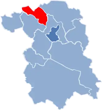 Ligging van de gemeente binnen de powiat