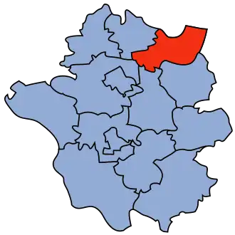 Ligging van de gemeente binnen de powiat