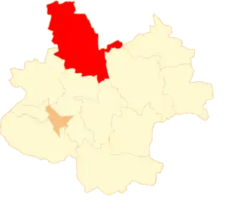 Ligging van de gemeente binnen de powiat