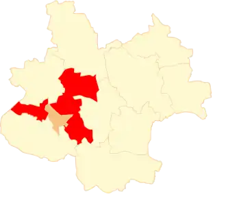 Ligging van de gemeente binnen de powiat