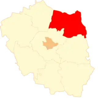 Ligging van de gemeente binnen de powiat