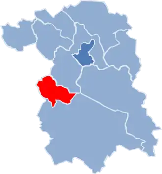 Ligging van de gemeente binnen de powiat