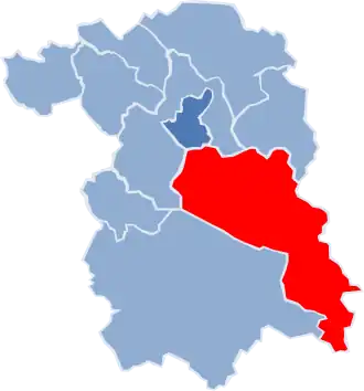 Ligging van de gemeente binnen de powiat