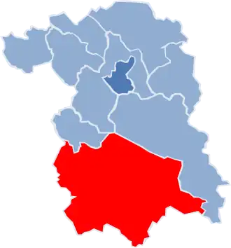 Ligging van de gemeente binnen de powiat