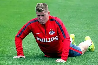 De Wijs tijdens een training van PSV in juli 2014.
