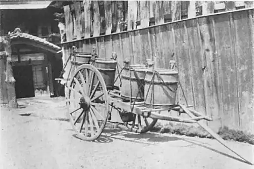 Vroeger werd ook in Japan de inhoud van toiletpotten verzameld voor bemesting