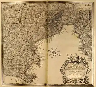 Kaart van de Golf van Napels uit 1754