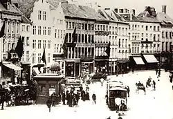 Paardentram op de Korenmarkt, 19e eeuw.