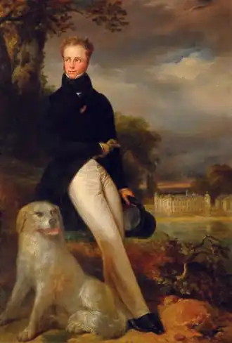 Portret van de prins bij het kasteel van Beloeil door François Kinsoen