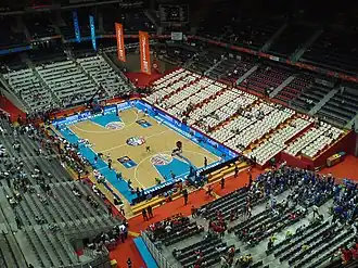 De binnenkant van de arena tijdens Eurobasket 2007 voor de mannen.
