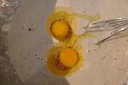 Pannenkoekbeslag: bloem, melk en ei