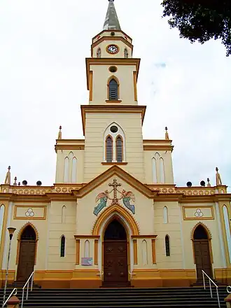 Katholieke kerk Senhor Bom Jesus dos Aflitos in het centrum van Pirassununga