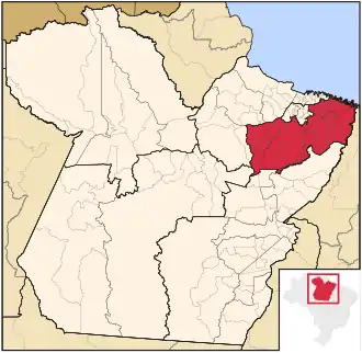 Ligging van de Braziliaanse mesoregio Nordeste Paraense in Pará