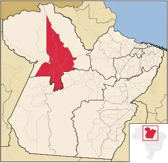 Ligging van de Braziliaanse microregio Santarém in Pará
