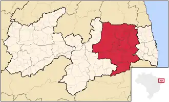 Ligging van de Braziliaanse mesoregio Agreste Paraibano in Paraíba