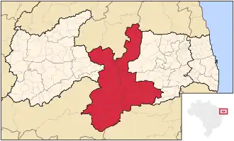 Ligging van de Braziliaanse mesoregio Borborema in Paraíba