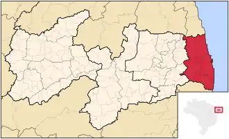 Ligging van de Braziliaanse mesoregio Mata Paraibana in Paraíba