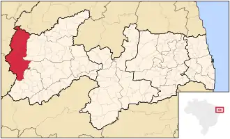 Ligging van de Braziliaanse microregio Cajazeiras in Paraíba