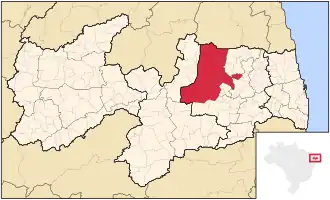 Ligging van de Braziliaanse microregio Curimataú Ocidental in Paraíba