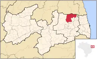 Ligging van de Braziliaanse microregio Curimataú Oriental in Paraíba