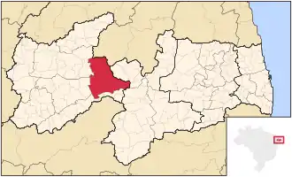 Ligging van de Braziliaanse microregio Patos in Paraíba