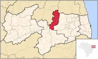 Ligging van de Braziliaanse microregio Serido Oriental in Paraíba