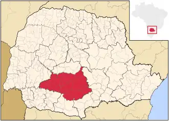 Ligging van de Braziliaanse microregio Guarapuava in Paraná