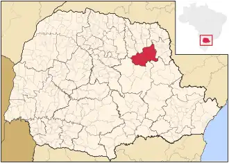 Ligging van de Braziliaanse microregio Ibaiti in Paraná