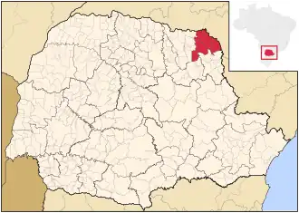 Ligging van de Braziliaanse microregio Jacarezinho in Paraná