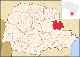 Ligging van de Braziliaanse microregio Jaguariaíva in Paraná