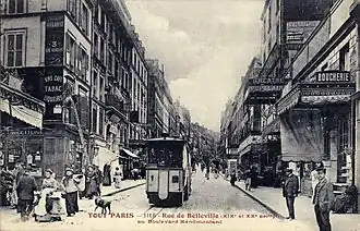 Rue de Belleville (heuvelopwaarts) in 1900