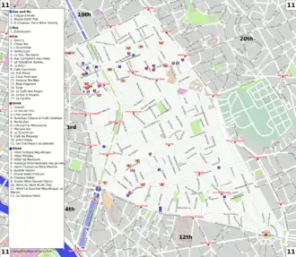 Kaart van 11e arrondissement