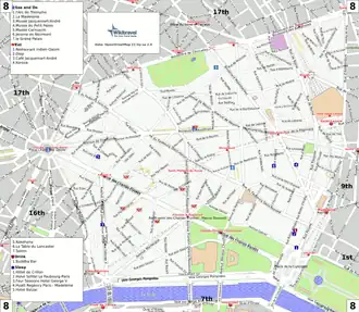 Kaart van 8e arrondissement