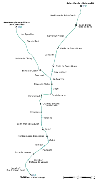 Parijse metrolijn 13 op de kaart