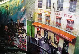 Muurschildering op het metrostation van Denfert-Rochereau