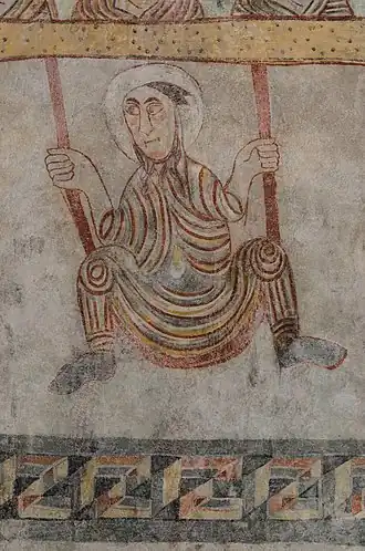 Proculus op de schommel, fresco in St. Proculus-kerk te Naturns