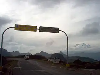 De E45 op de Papallacta-pas