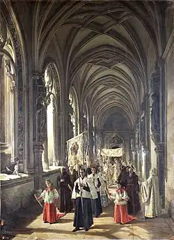 Paso de una procesión por el claustro de San Juan de los Reyes de Toledo (Museo del Prado)