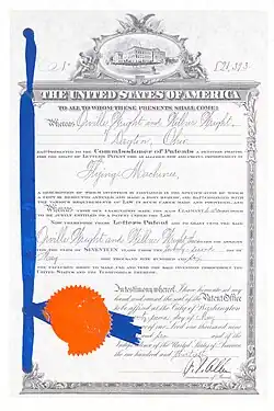 Patent van de gebroeders Wright 1906[23]