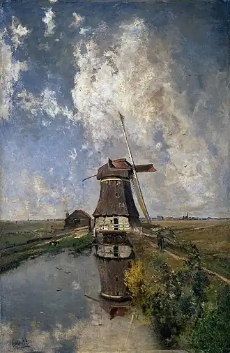 Een molen aan een poldervaart, bekend als 'In de maand juli', circa 1889, 102 x 66 cm